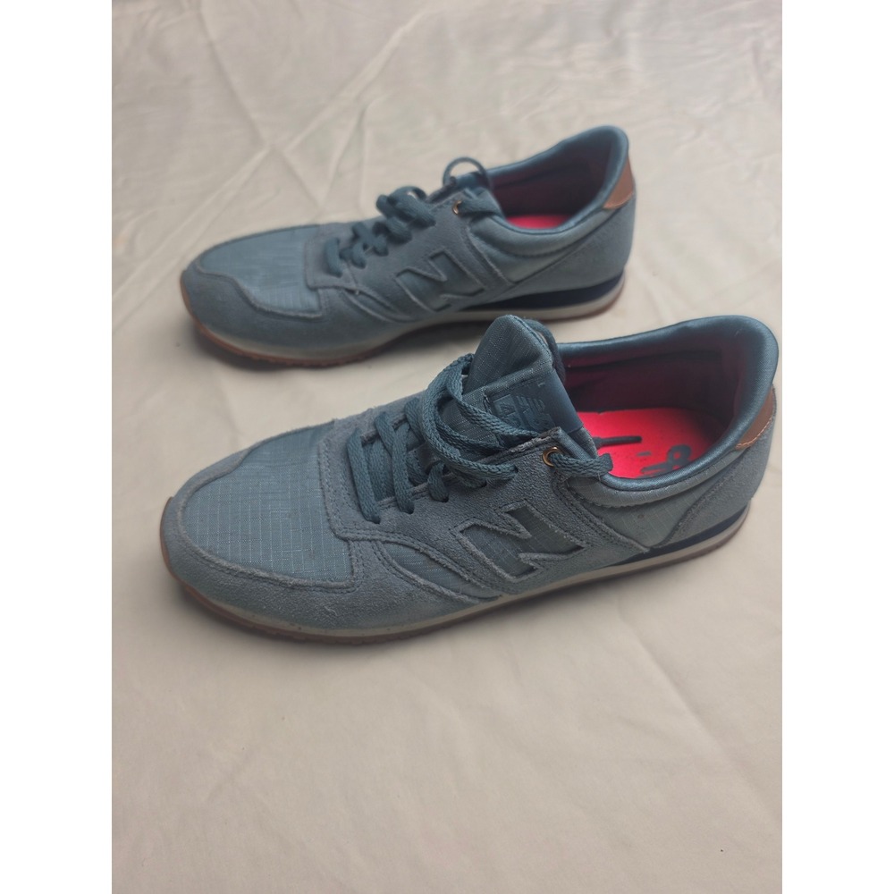 New Balance 420 Sneakers Womens 9 Blue Grey Rose Gold Excellent Suede Ripstop